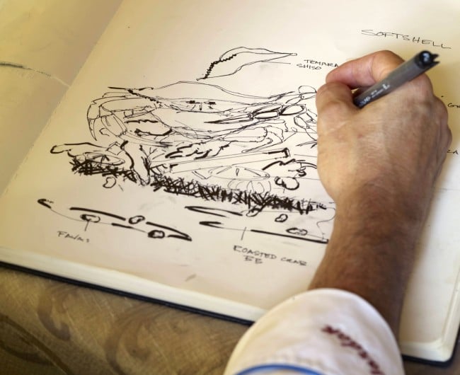 chef sketching the recipe idea