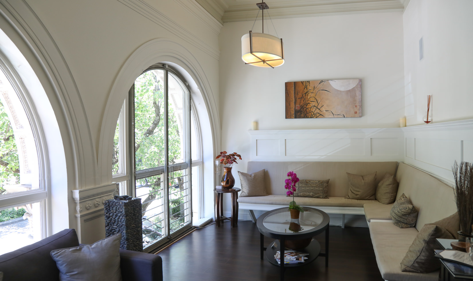 a living room with a perfect road view and relaxing couch as featured in Wine Country Table