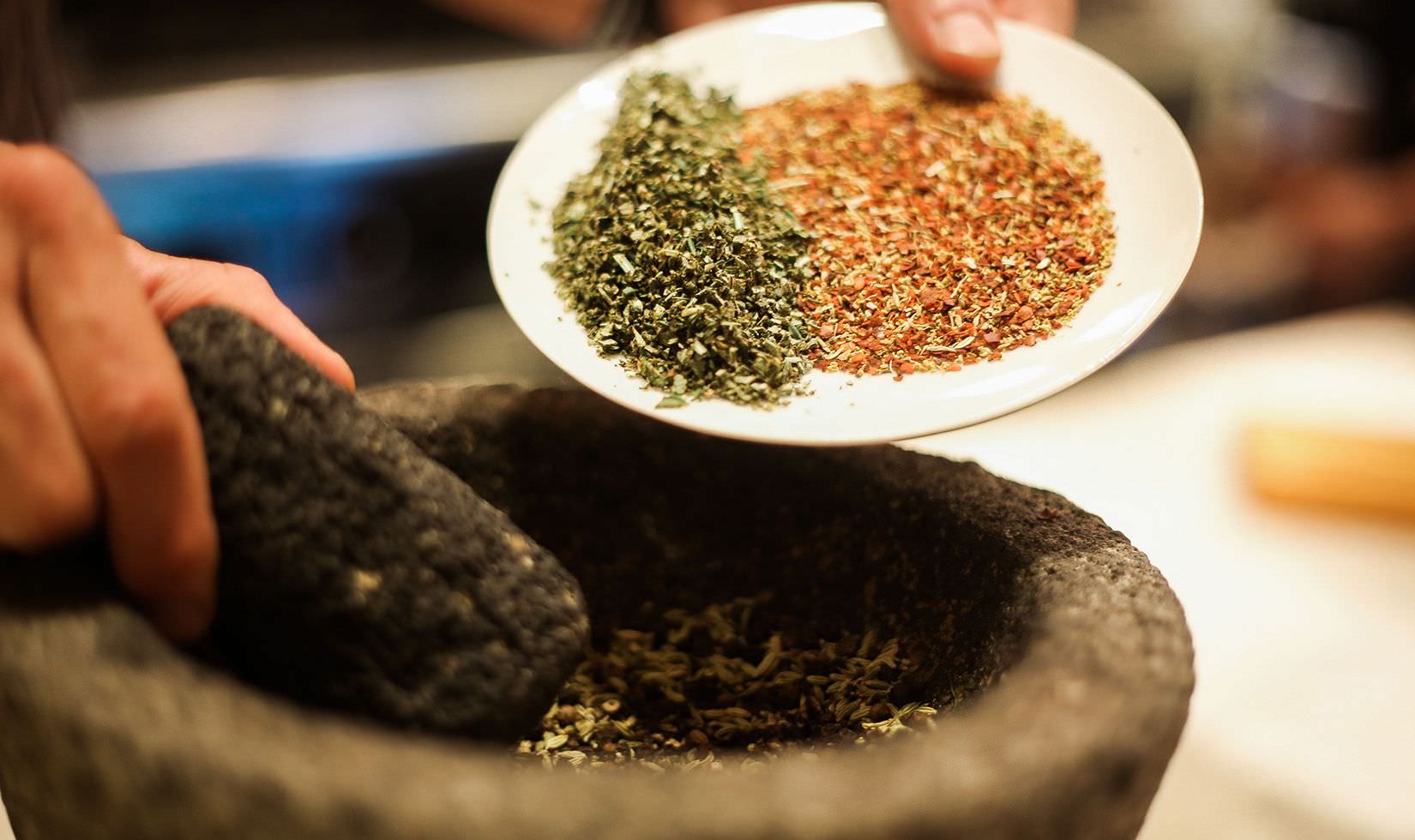 Herb Roasted Pork Belly Porchetta Recipe more spices to be crushed in a mortar and pestle