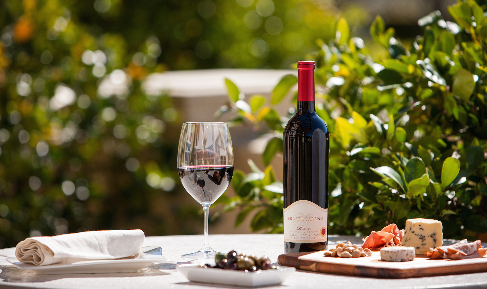 Ferrari-Carano's Cabernet Terroir Private Wine Tasting focuses on four cabernet sauvignons paired expertly with a local artisan charcuterie plate. Photo courtesy of Ferrari-Carano.