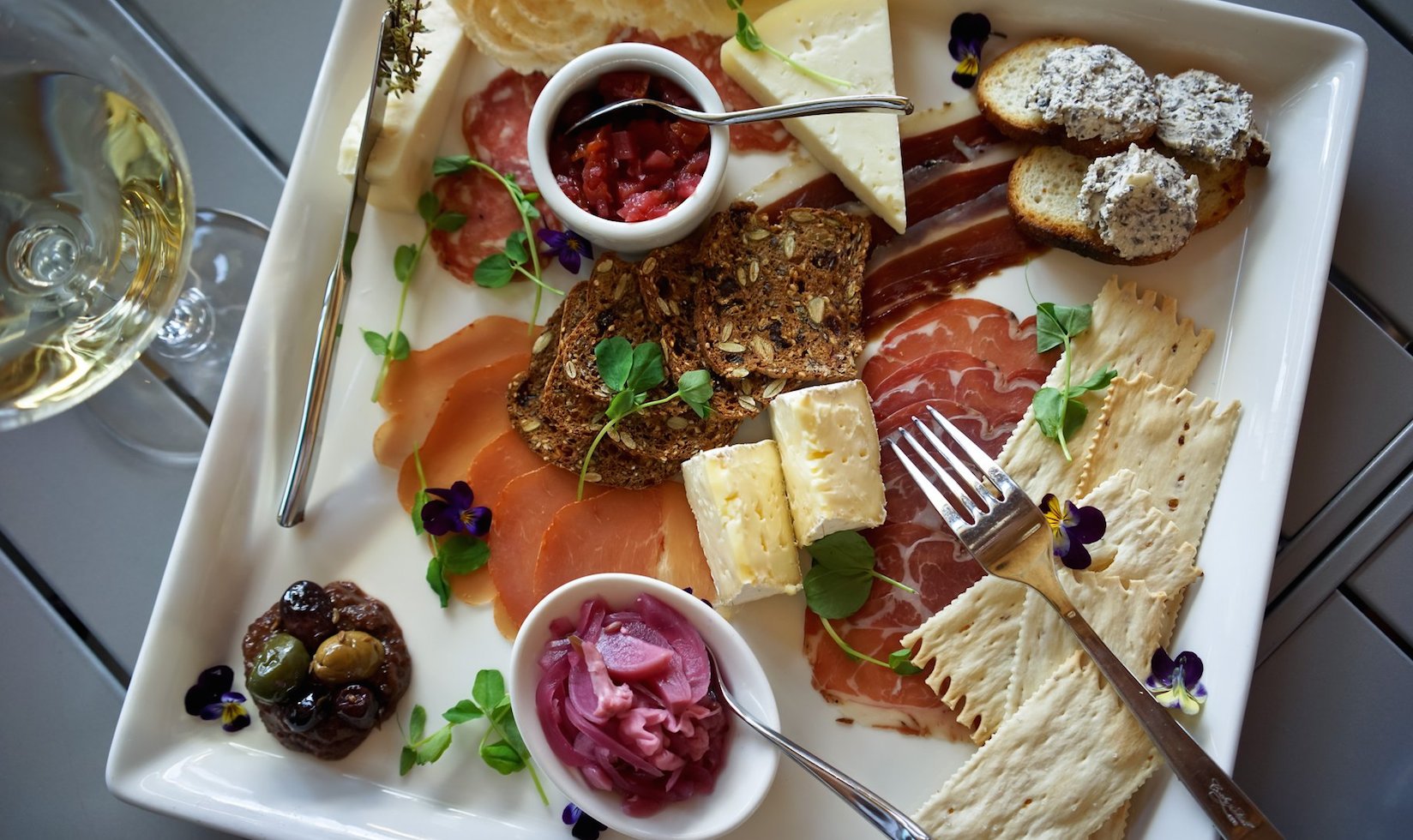 full meal in the plate with different kinds of delicacy