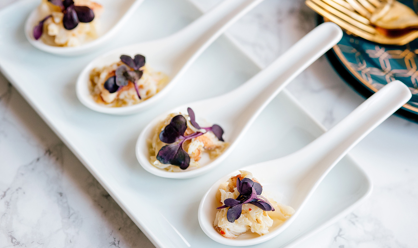 Best Dungeness Crab Recipes 2 Dungeness crab cocktail with miso vinaigrette on spoons