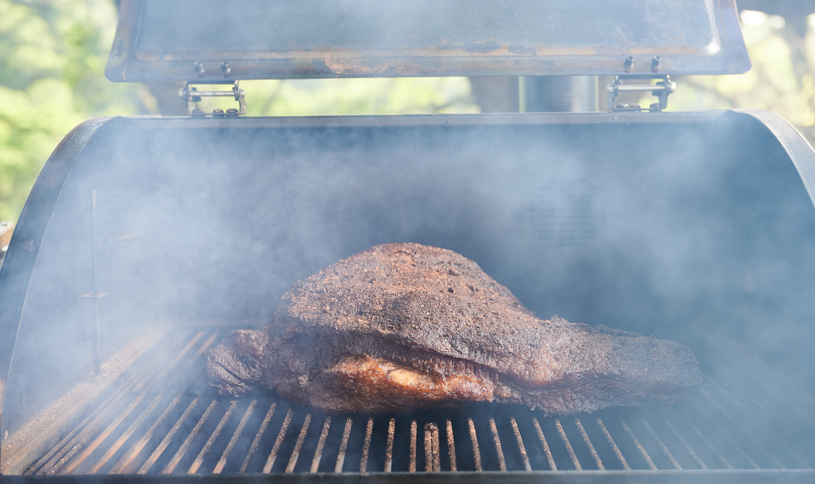 perfectly grilled and smoked meat in the griller