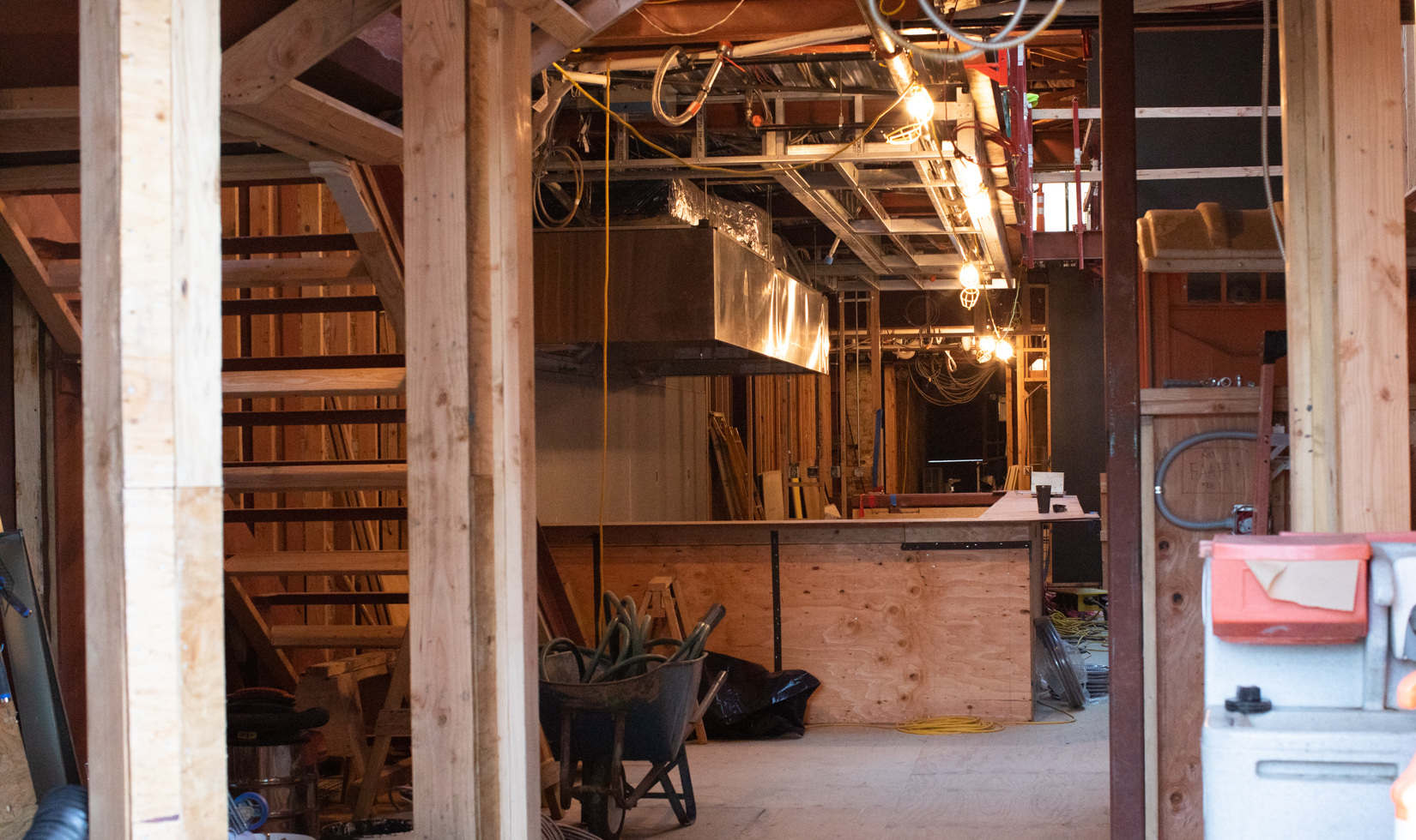 Interior of restaurant space under construction